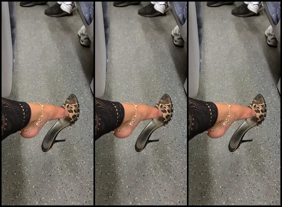Feetbysherri Onlyfans Shoe Dangling On A Busy Train