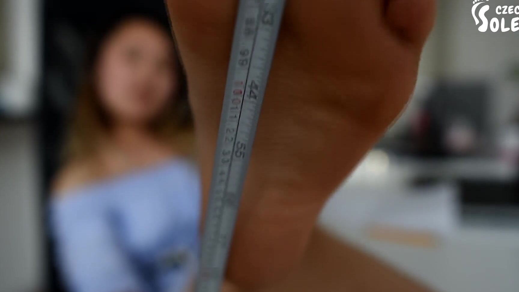 Czech Soles Foot Size Rivalry And Comparing On Workplace (Office Feet, Big Feet, Small Feet, Foot Teasing, Toes) Czech Soles