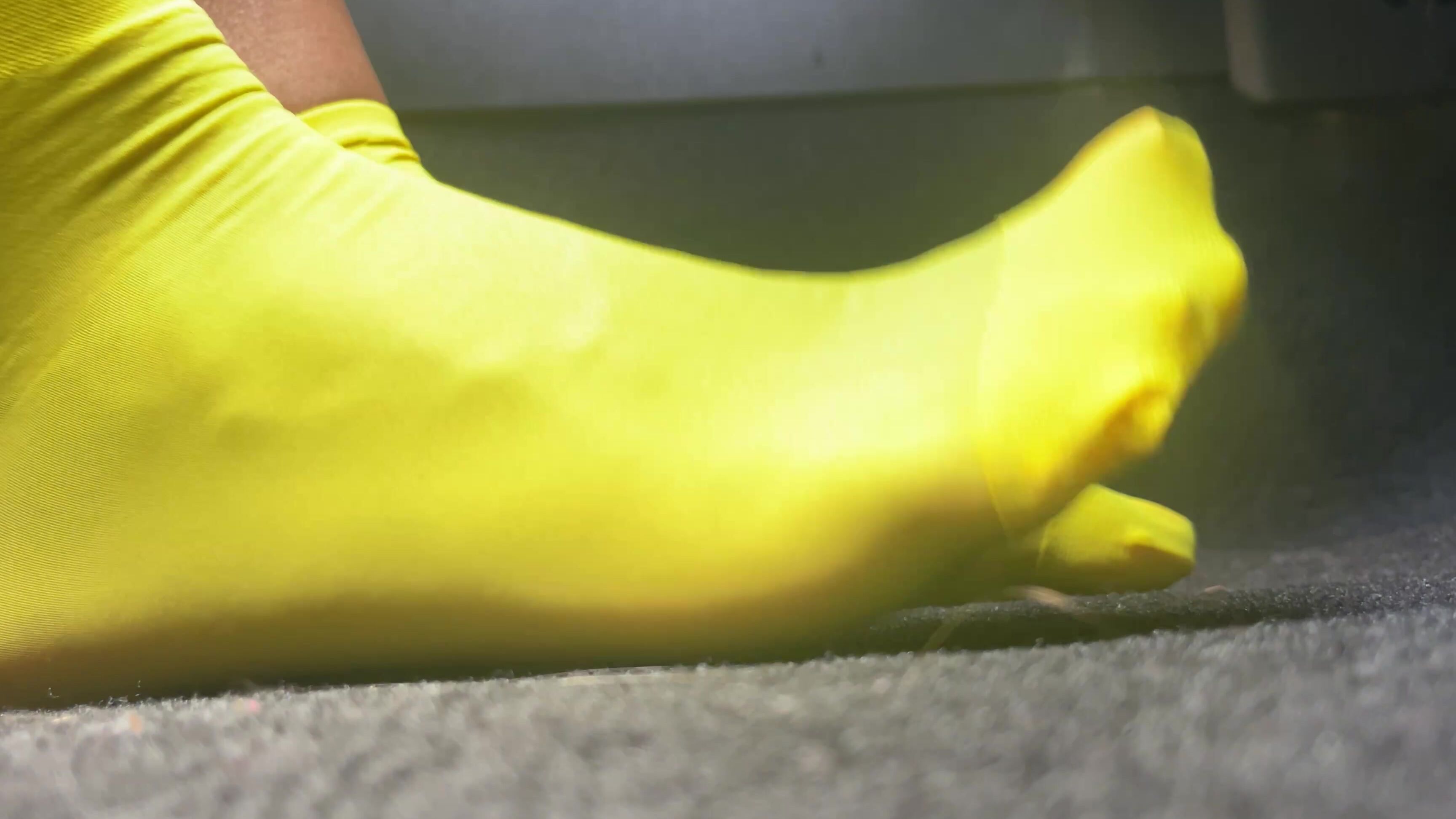 Nylon Worship, Feet, Foot Fetish, Ebony Foot Fetish, Wrinkled Soles, SFW nylon sock removal in car pt 1 ManyVids