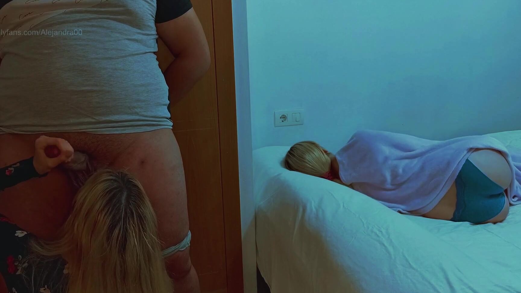 While My Stepsister Is In Bed I Blow Her Boyfriend And Semen On My Tits