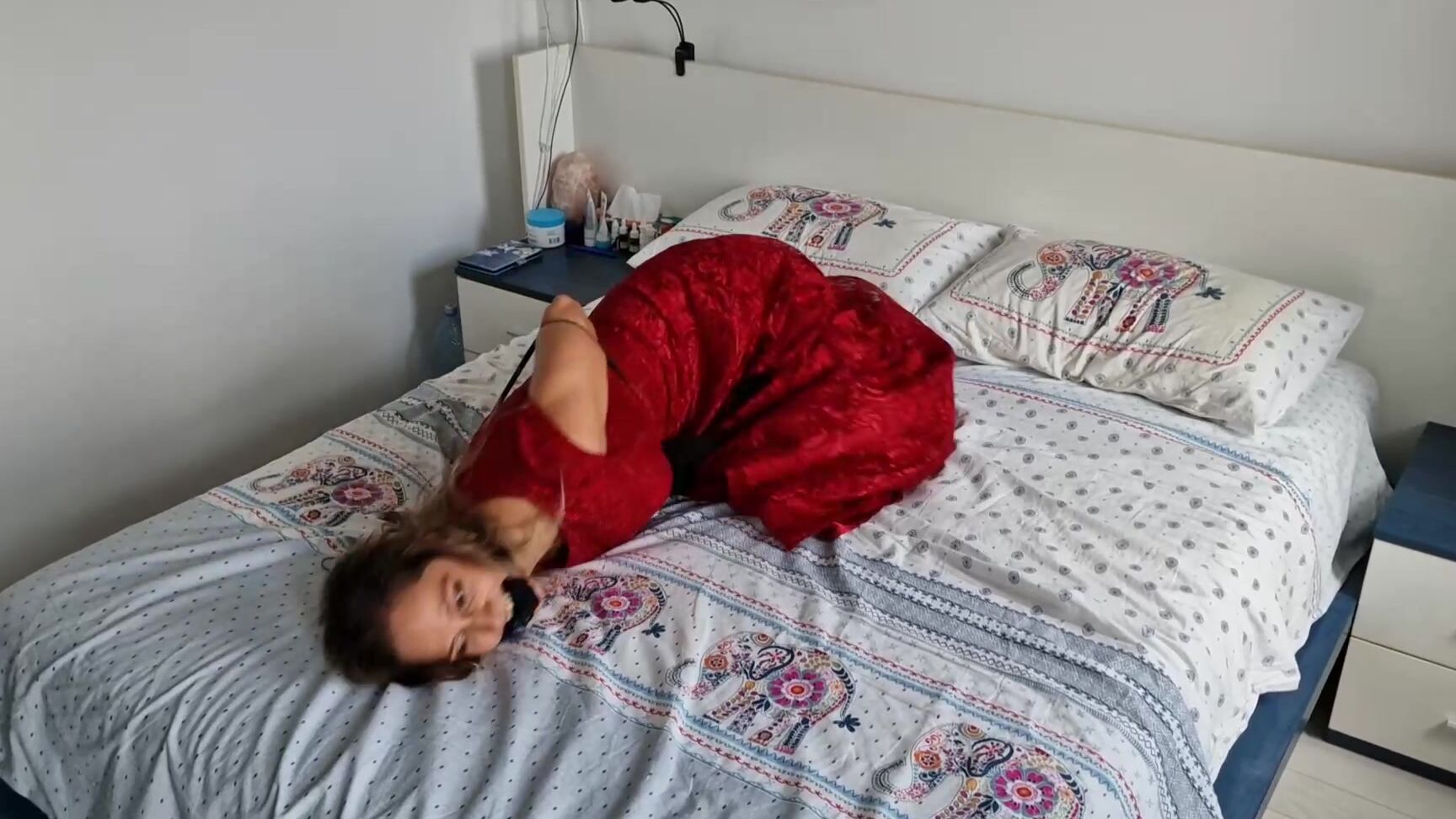 Indiscreethotandfit Lady In Red Bound And Gagged