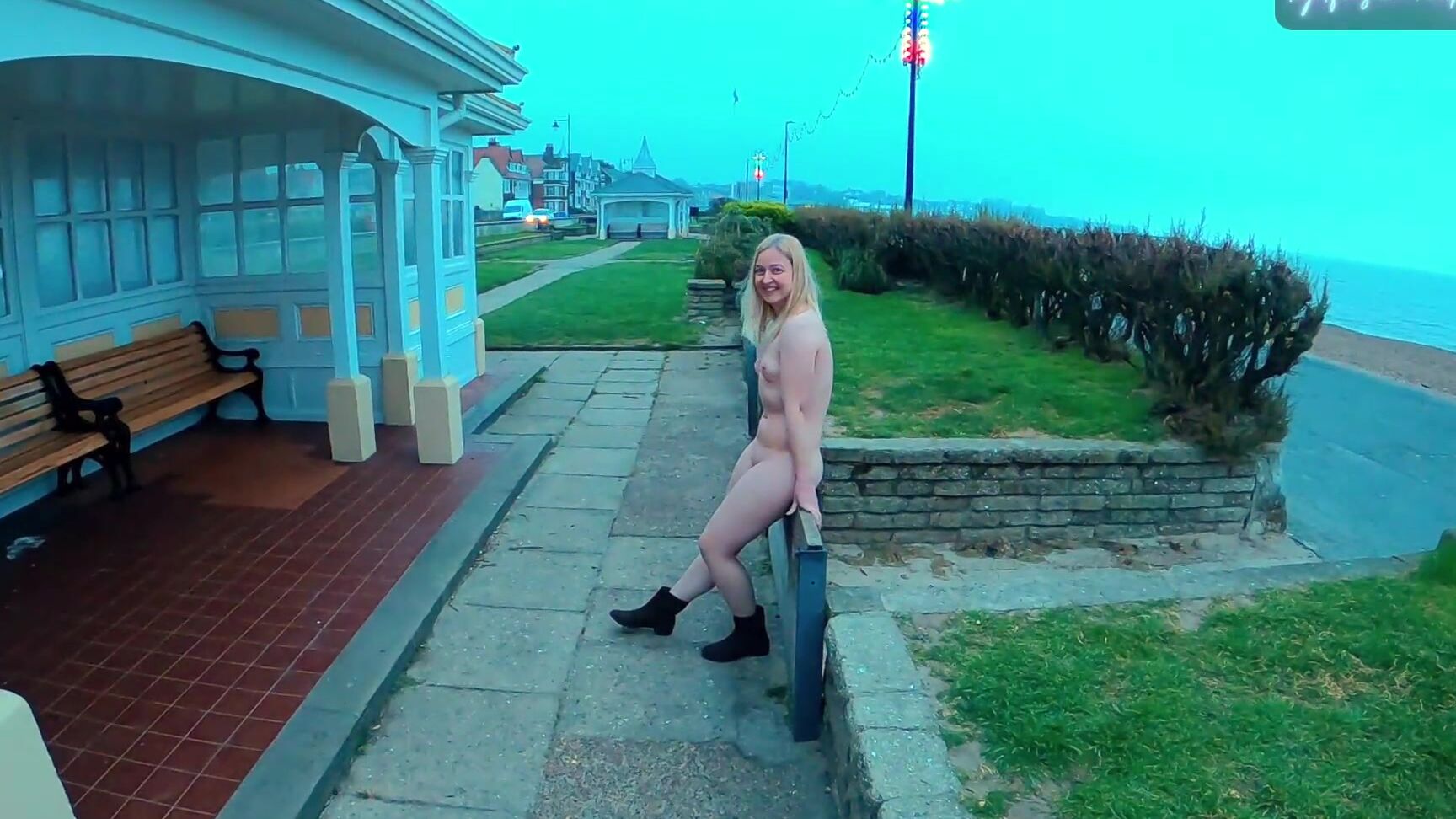 BeckyChase 09.Young blonde exhibitionist wife walking nude around Felixstowe seafront, England Pornhub