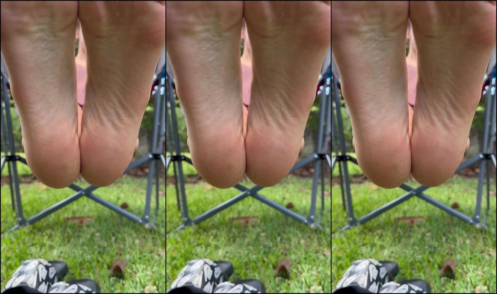 Goddesstalltasha 3385504511 07 02 2024 Swinging On My New Chair For A Moment Walking Outside Barefoot Gets My Feet Dirty