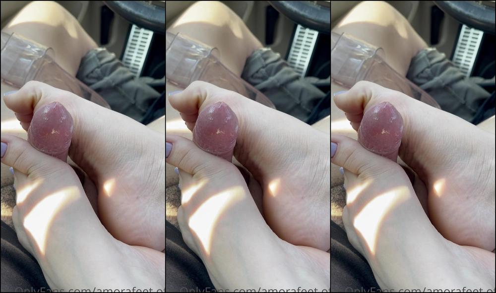 Amorafeet Ofc Transparent Flip Flops Footjob Inside A Car Mjaime
