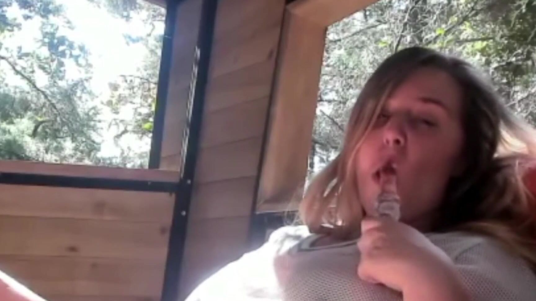 Glass Dildos,Solo masturbation,Outdoors,Forest,BBW Goddess embermae cumming in the forest in the sunny trees ManyVids