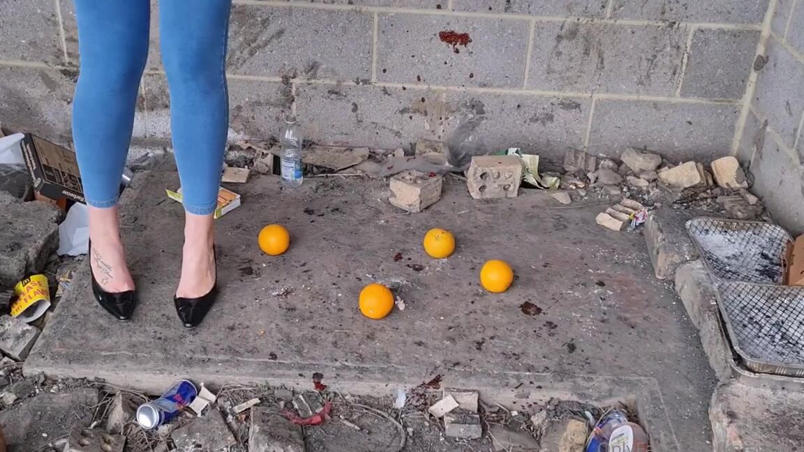 Kats Worn Heels Nicknamed Katswornheels Onlyfans Watch Me Crush These Oranges Under My Sexy Patent Louboutins