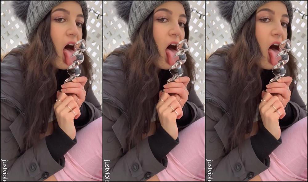 Justviolet Icicle Dildo Fucking Outside In The Snow