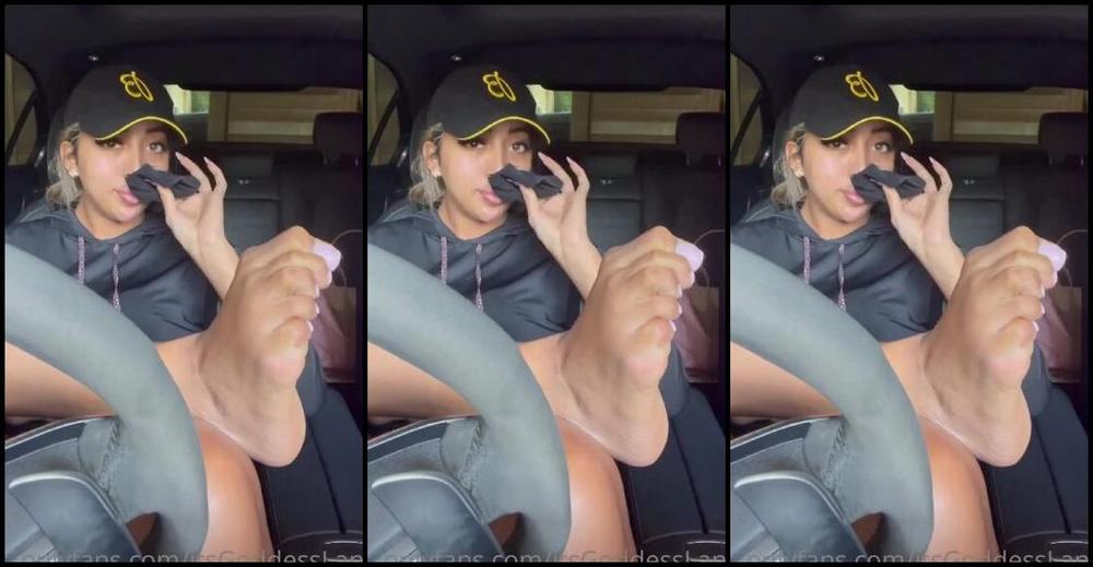 Goddess Lana Aka Itsgoddesslana Onlyfans Stinky Sock Removal Post Gym Can You Sniff Them Through The Phone Footboy 1