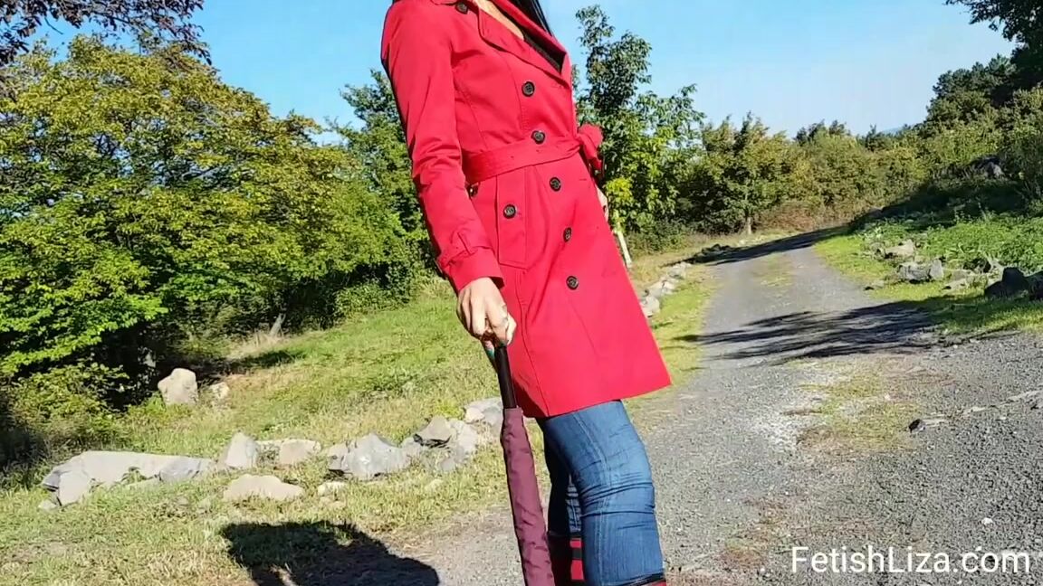 Fetishliza Onlyfans A Walk In Burberry Rubberboots Rainboots Clip