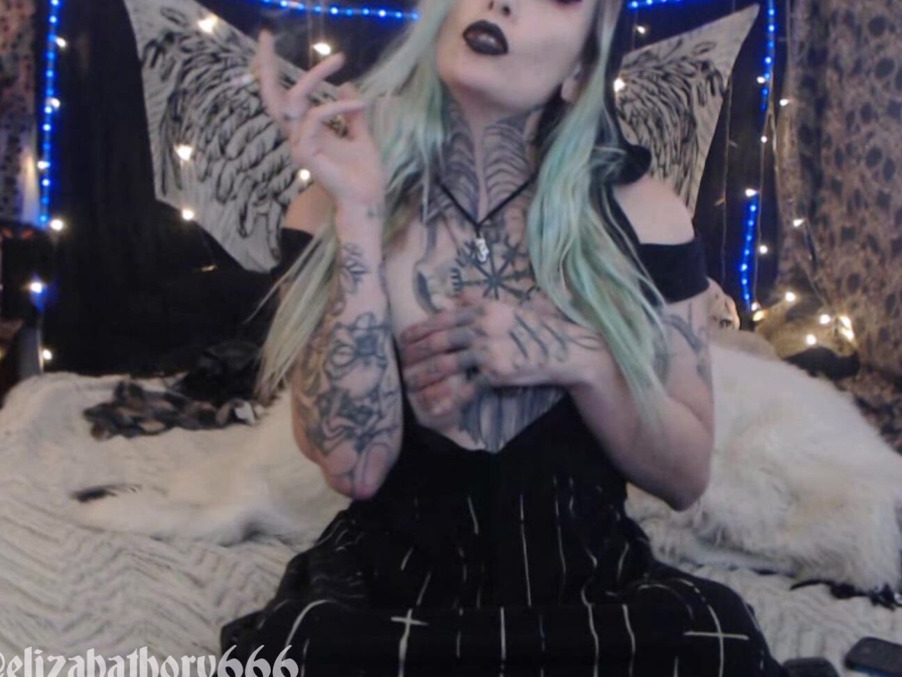 Eliza Bathory Goth Girl Smoking Fetish