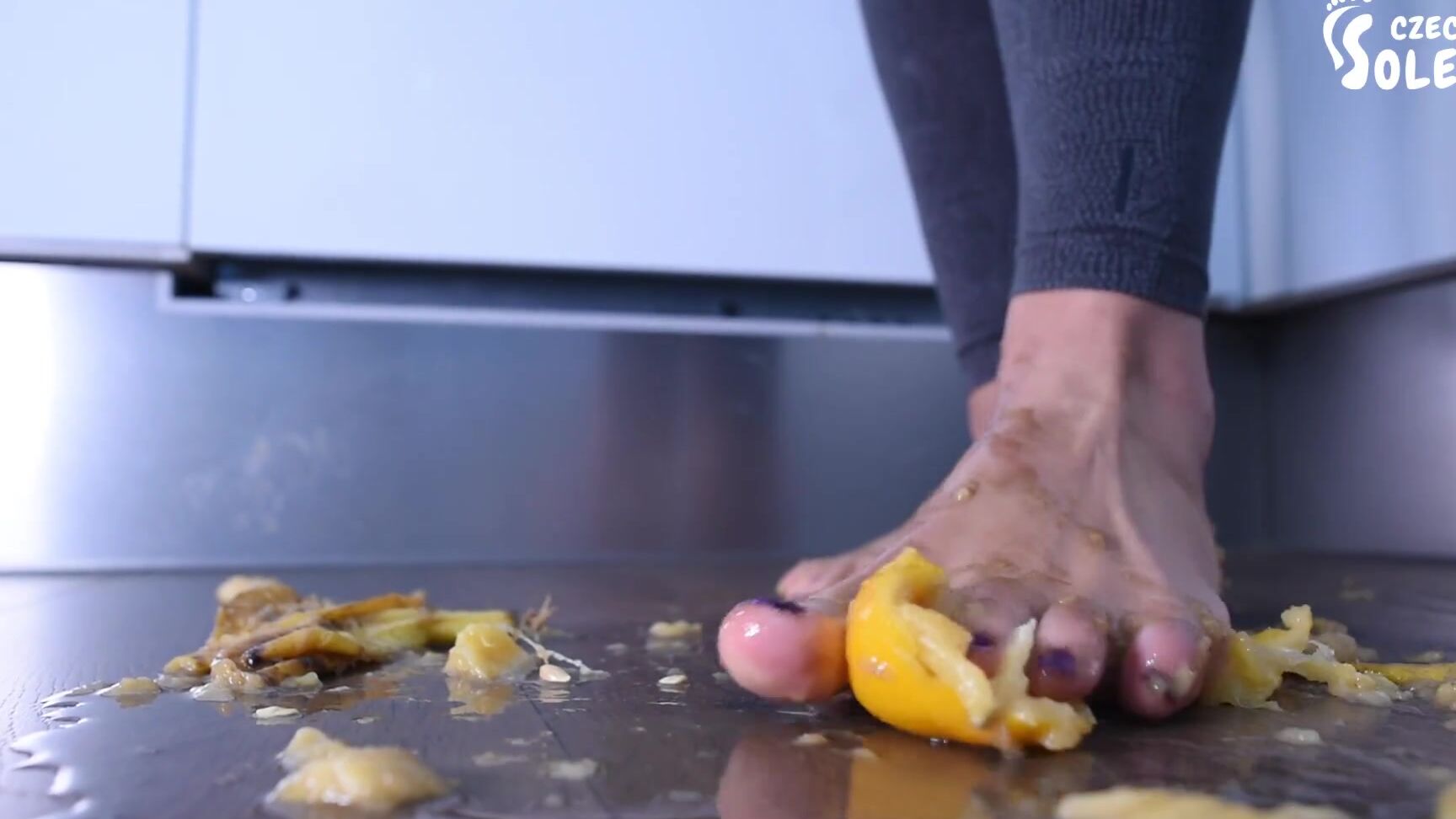Czech Soles Crushing Fruits Under Her Sexy Bare Feet, POV (Food Crushing, POV Trample, Bare Feet, POV Feet) Czech Soles