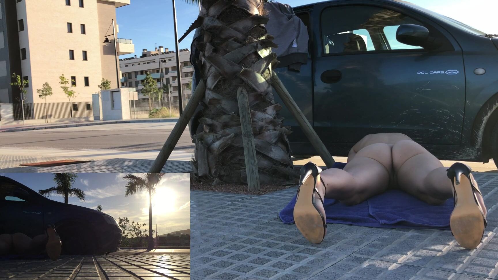 Public Outdoor, Public Nudity, Public Flashing, High Heels, Nipples iviroses laying blindfolded in sidewalk ManyVids