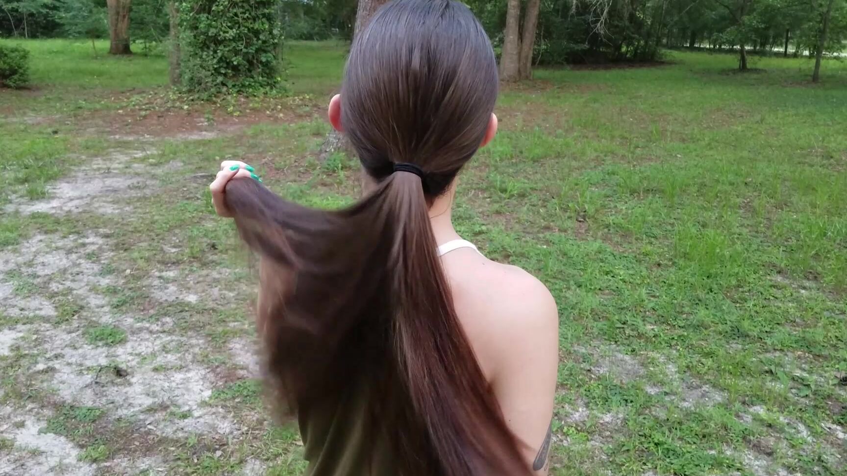 "Katy Faery" brunette, hair, long hair, outdoors, pov Long Hair Ponytail CUSTOM 2 manyvids