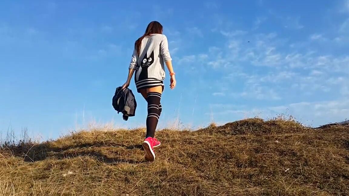 dream4angel no panties up dress pussy show at the sun set above the city part 2 Pornhub