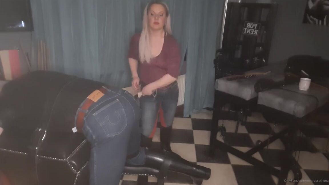 Mistress Athena Nicknamed Mistressathena Onlyfans 2Nd Part Both Sub And Mistress Are In Denim Jodhpurs With Classic Rubber Riding Boots This
