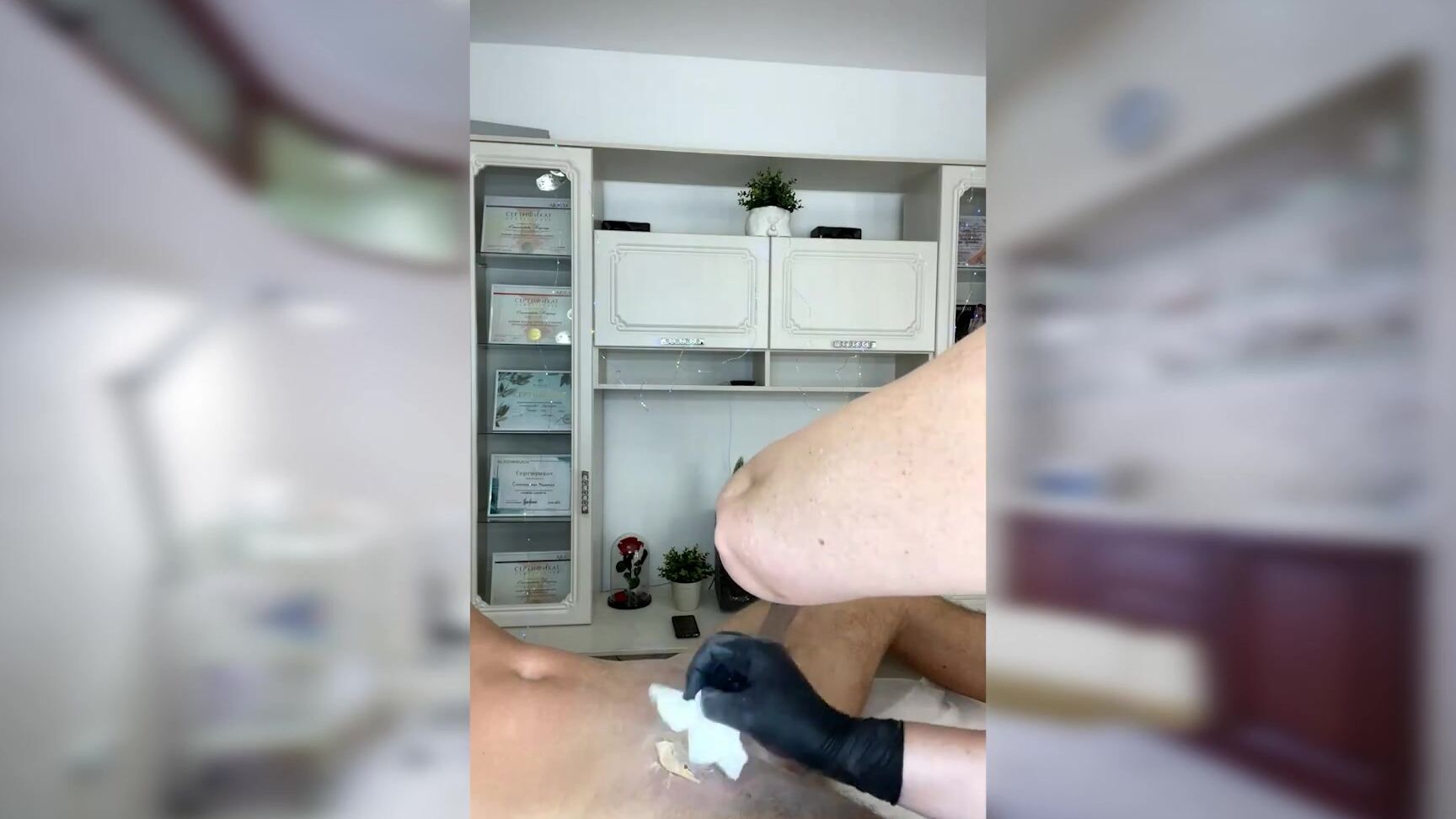 Deep Bikini Waxing For A Fun Client With A Good Erection