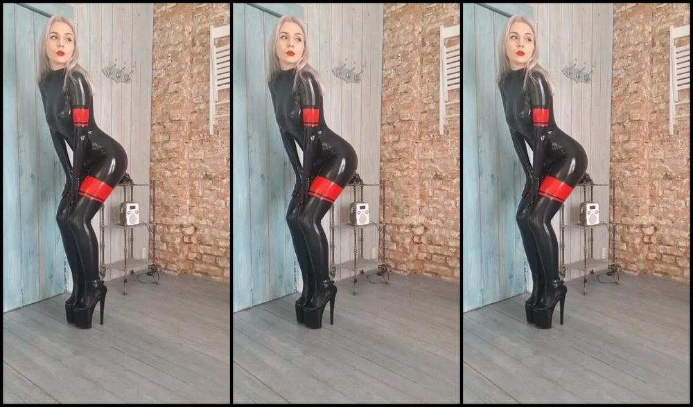 Katerina Piglet Nicknamed Katerinapiglet Femdom 01 25 2019 Onlyfans Video Catsuit With Red Stripes3
