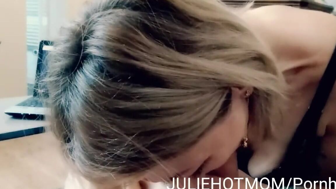 juliehotmom stepmother surprises her stepson and sucks his cock in front of a porn movie Pornhub