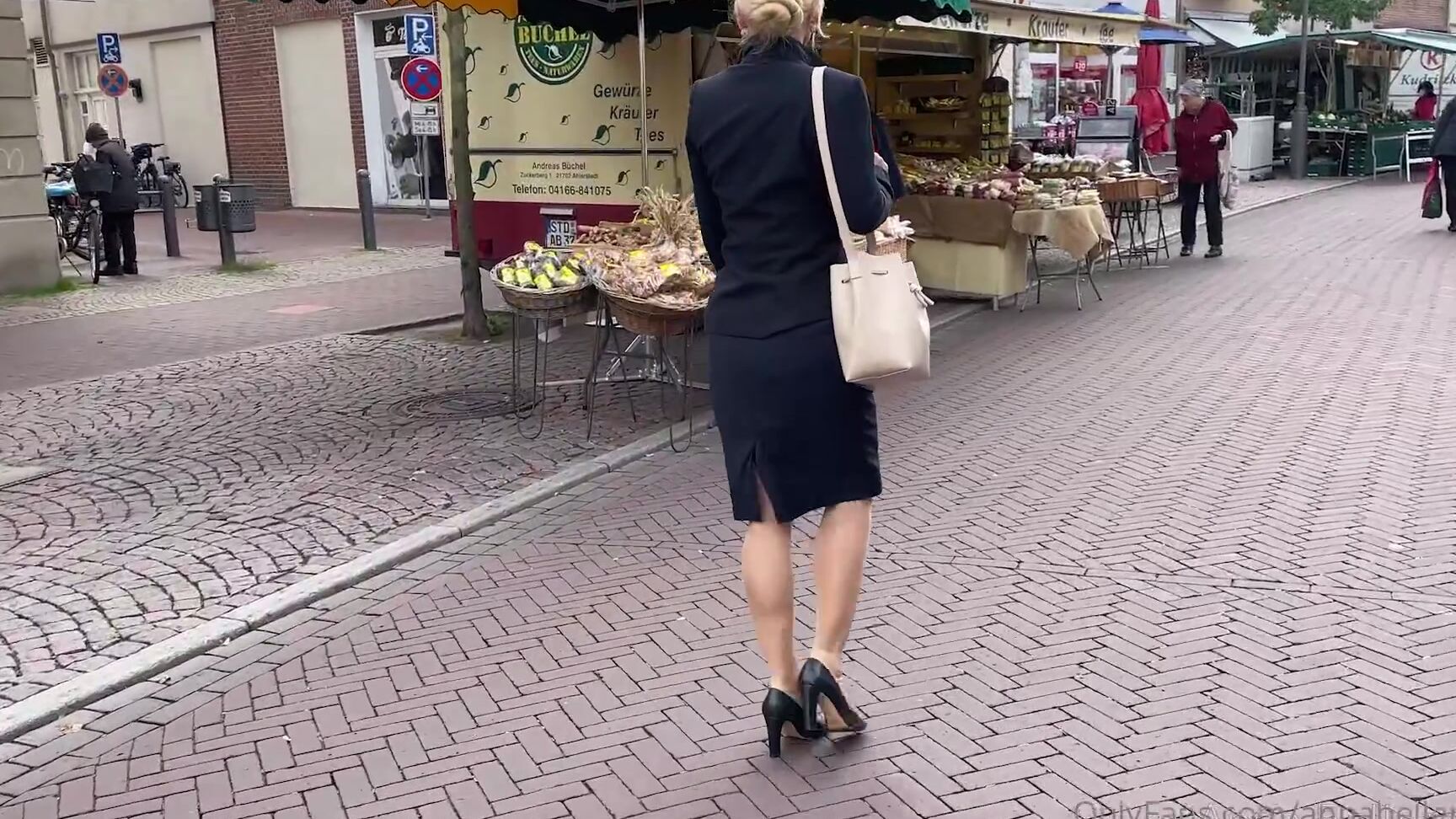 Annabellement Hugo Boss Dress Suit In Blue And Silk Stockings On A German Market Video Min T