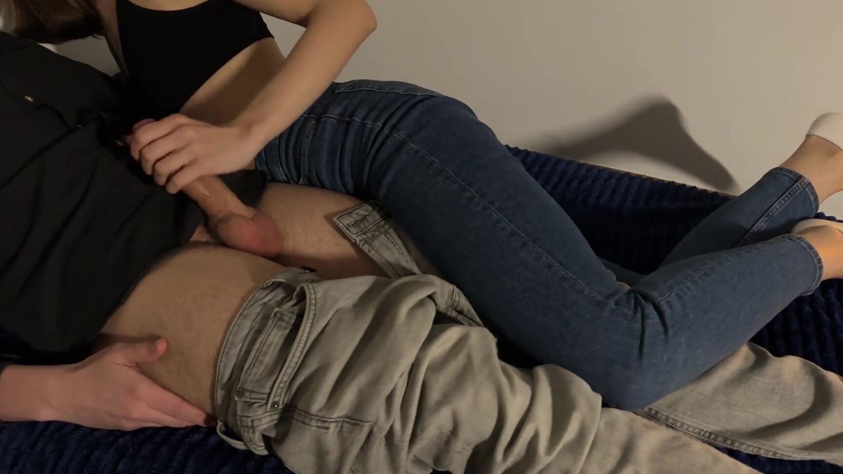 Cute Pussy Sensitive Handjob from teen roommate, watch porn and Cum Together Pornhub