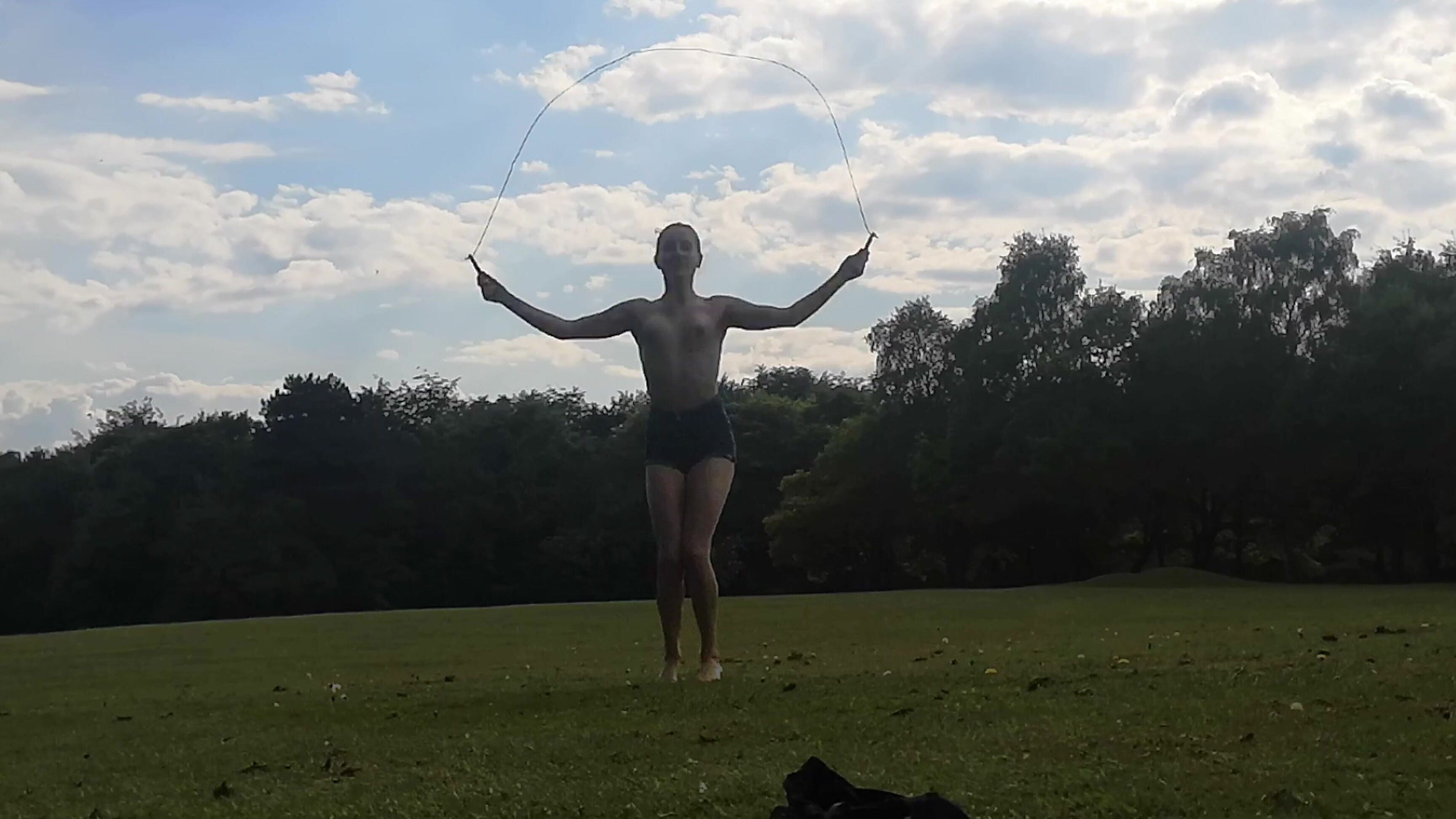 "ScarlotRose" jumping, public nudity, public outdoor, topless, workout Public topless workout manyvids