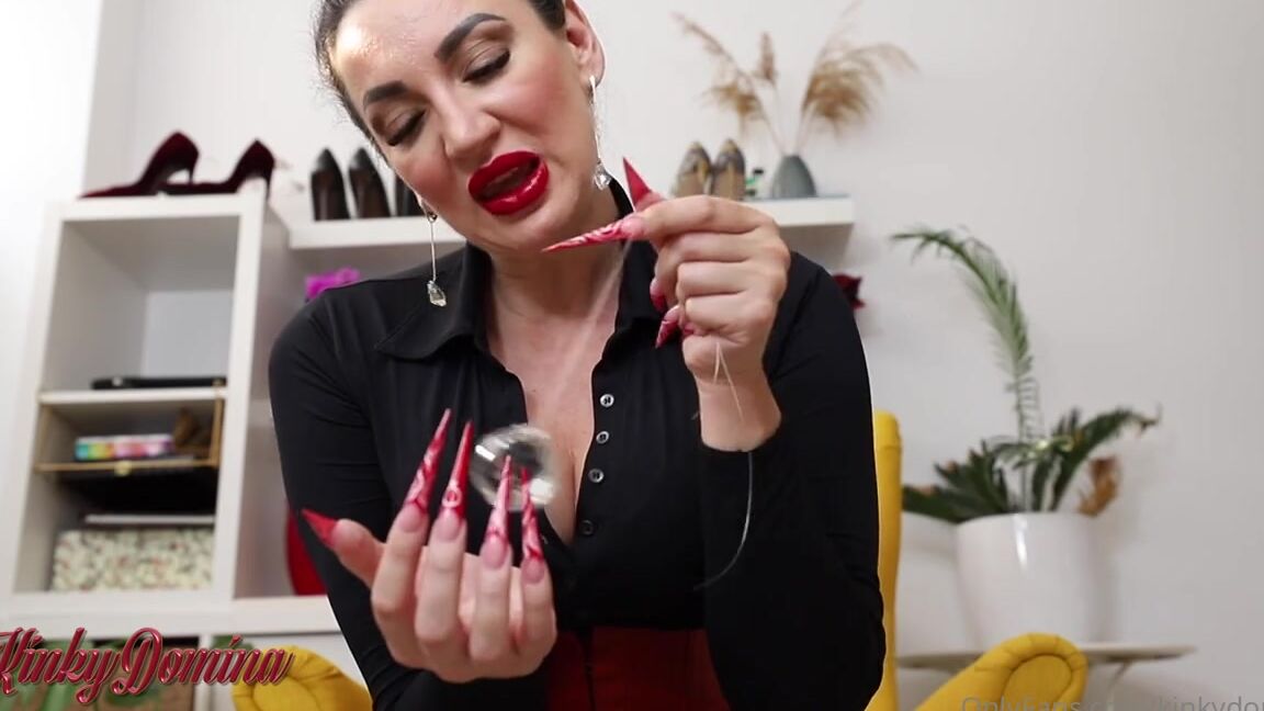 Kinkydomina Onlyfans This Clip Is Available For All My Vip Fans White Long Nails Goddess Crystal Pendant Joi Right Now