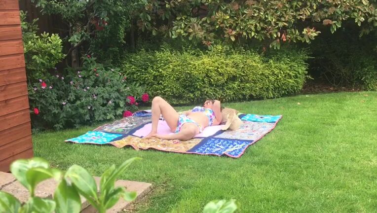 "SuzieLove212" bikini, garden, pussy play, sun bathing, swimwear Sunbathing Turns to Pussy Play manyvids