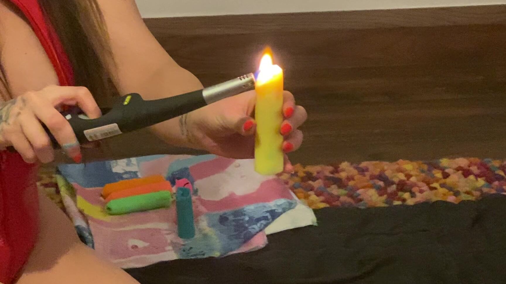 "SuzieLove212" female domination, girl girl, latex, submissive sluts, wax play suzie s sub gets fucked up with wax manyvids