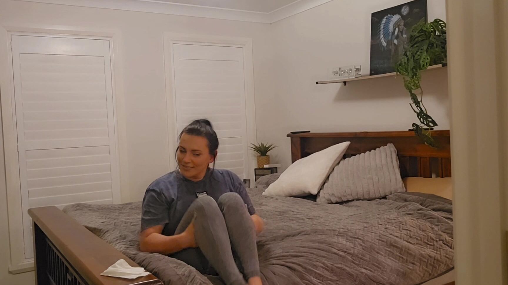 "MissJackieDee" active, activewear, bedroom, cleaninglady, feet, jumping, jumpingjacks, sfw, sfw, yogapants Jumping on the bed manyvids