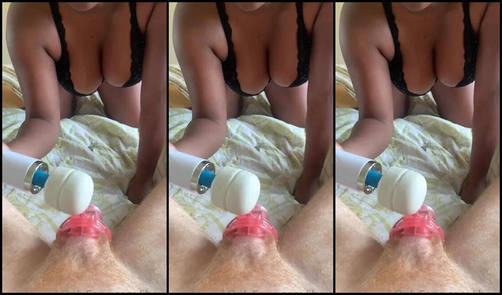 Blackqueenwhiteslave Nicknamed Ibqws Femdom 08 17 2021 Onlyfans Video I Love Love Love Teasing His Caged Cock With My Wand