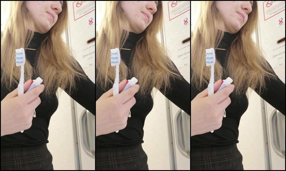 "ScarlotRose" mouth fetish, sfw, teeth, toothbrushing In flight Teeth Brushing manyvids