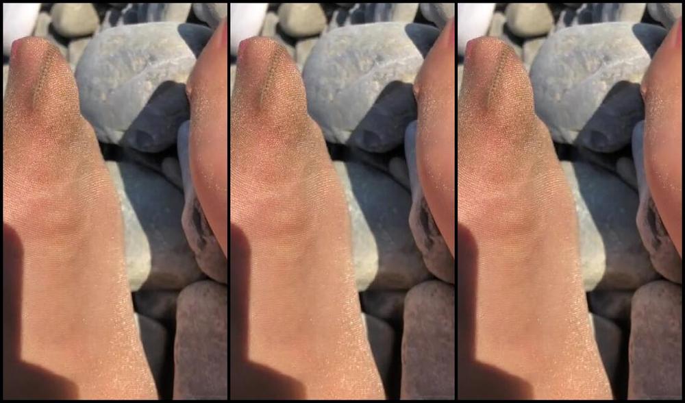 Naughty Nylons Nicknamed Naughtynylons Onlyfans Cooling Off My Hot Feet In The Breeze And Rubbing Them Against The Rocks What