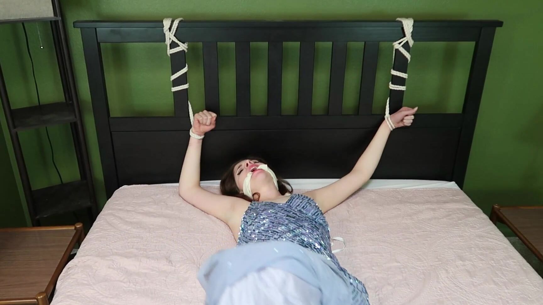 "DandyinDistress" bondage, damselindistress, gag, redhead, ropebondage Glitzy Gown Goddess Tied and Gagged manyvids