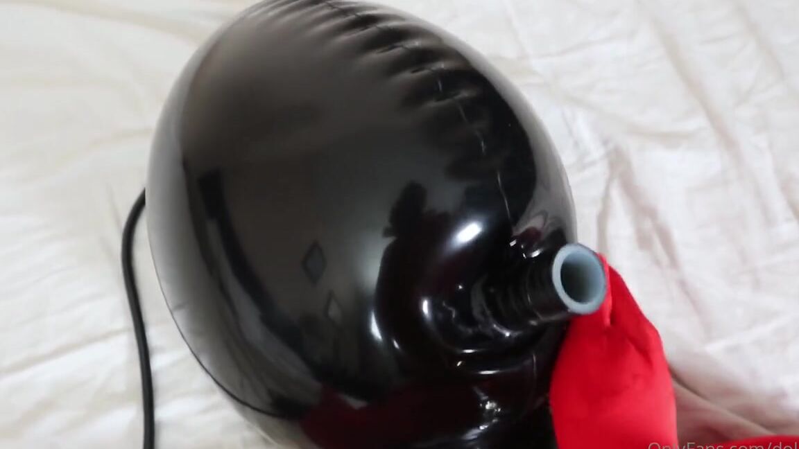 Dollified Nicknamed Dollified Onlyfans Some Fun In Matching Red Zentai Together With Echos Head Stuck Inside The Shiny Bouncy Inflatable