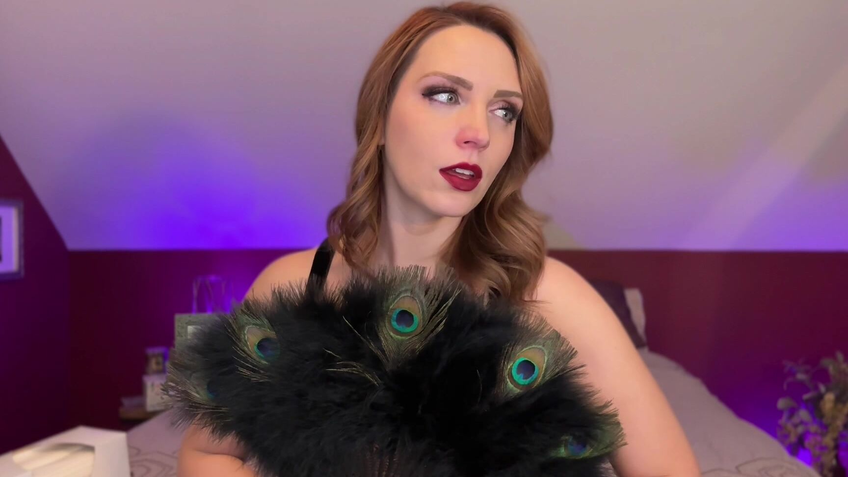 "SneezeGoddess" gfe, lipstick, mucophilia, redhead, sfw, sneezegoddess, sneezing Lady Has a Sneeze Fit from Feathers Manyvids