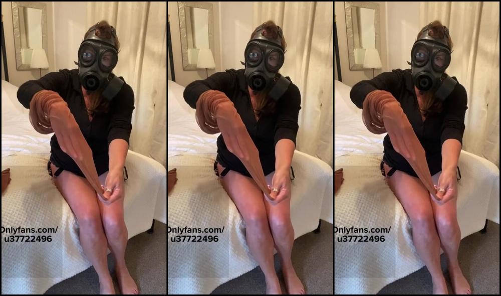 Kellieblue Uk Nicknamed Kellieblue Uk 10 24 2023 Onlyfans Video Gas Mask English Milf Being Very Sexy Putting My Vintage Tan Stockings On My Legs Then
