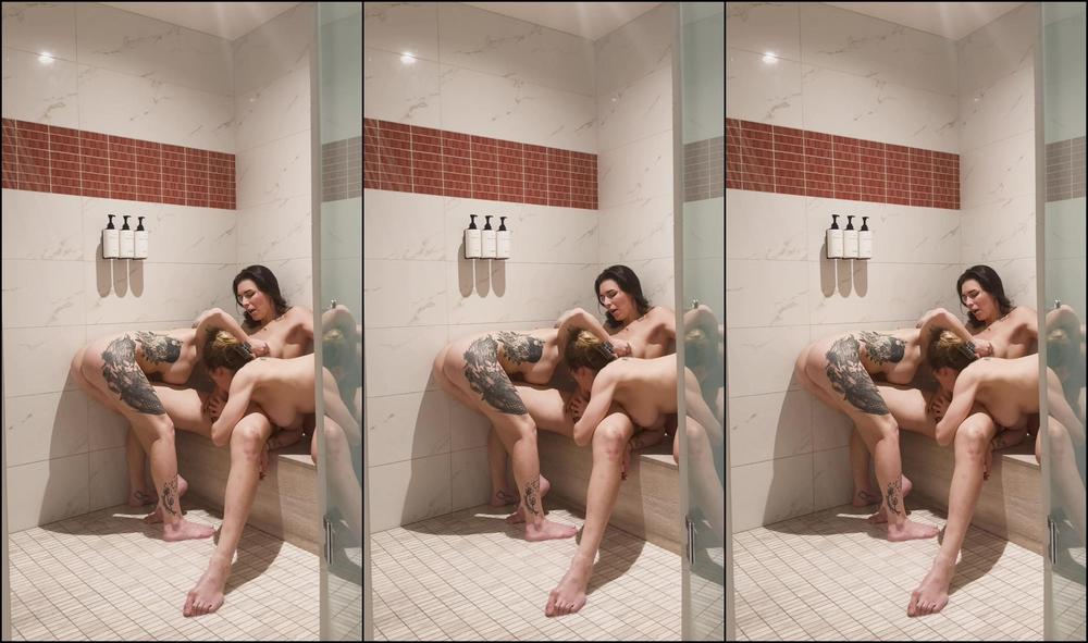 "Aderes Quin" amateur, blowjob, bodyworship, girlgirlgirl, homevideo, showerscenes, showersex, tattoos, tgirl, threesome Showering with Friends manyvids