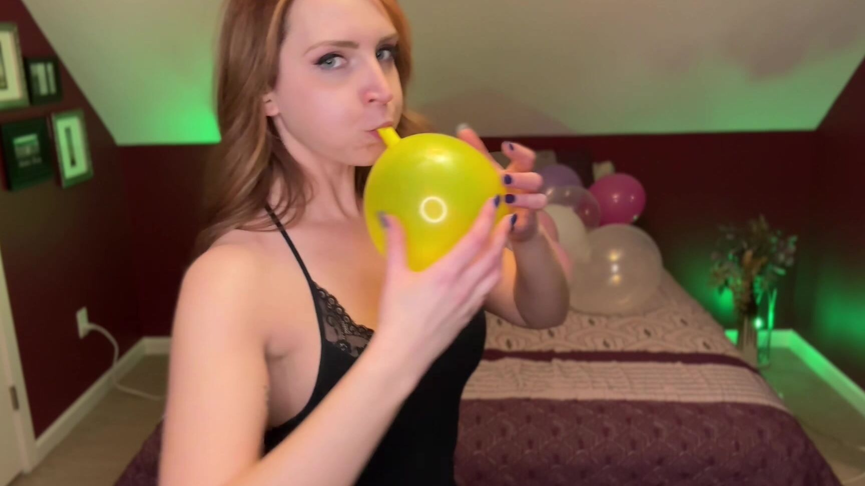 "SneezeGoddess" balloons, balloonsnonpop, redhead, redheads, sfw Inflating Some Colorful Balloons Manyvids