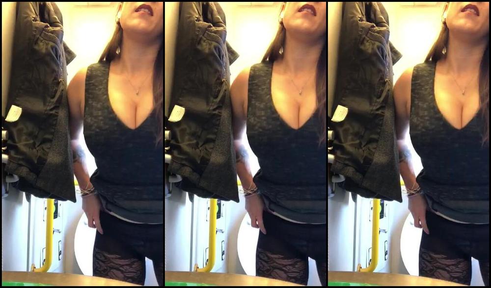 "SuzieLove212" masturbation, milf, public nudity, public toilet, pussy play Masturbating on the Train Toilet Manyvids