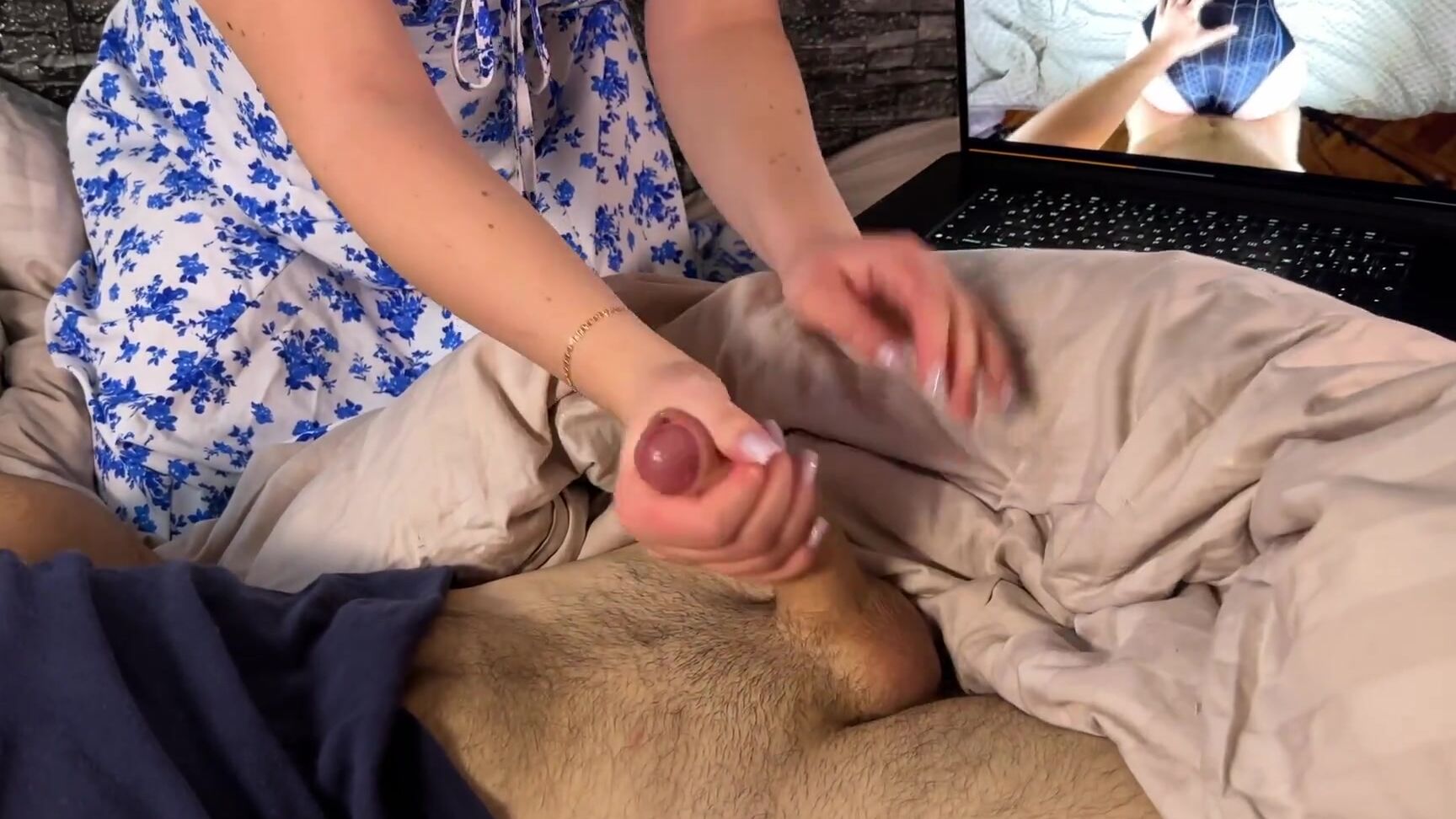 She Catches Me For Watching Porn So She Started To Jerk Off My Dick Pornhub Com