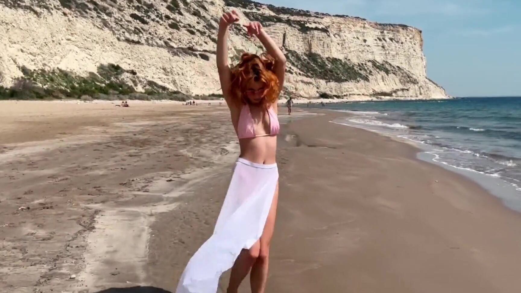 Sexy Red Haired Girl Enjoys A Walk By The Sea Gromova Marta