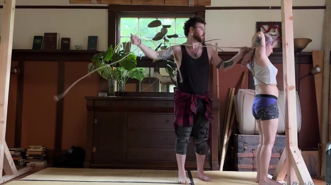 Onlyfans joins Queenkitty710 in a kinky dance flow rope with femdom twist