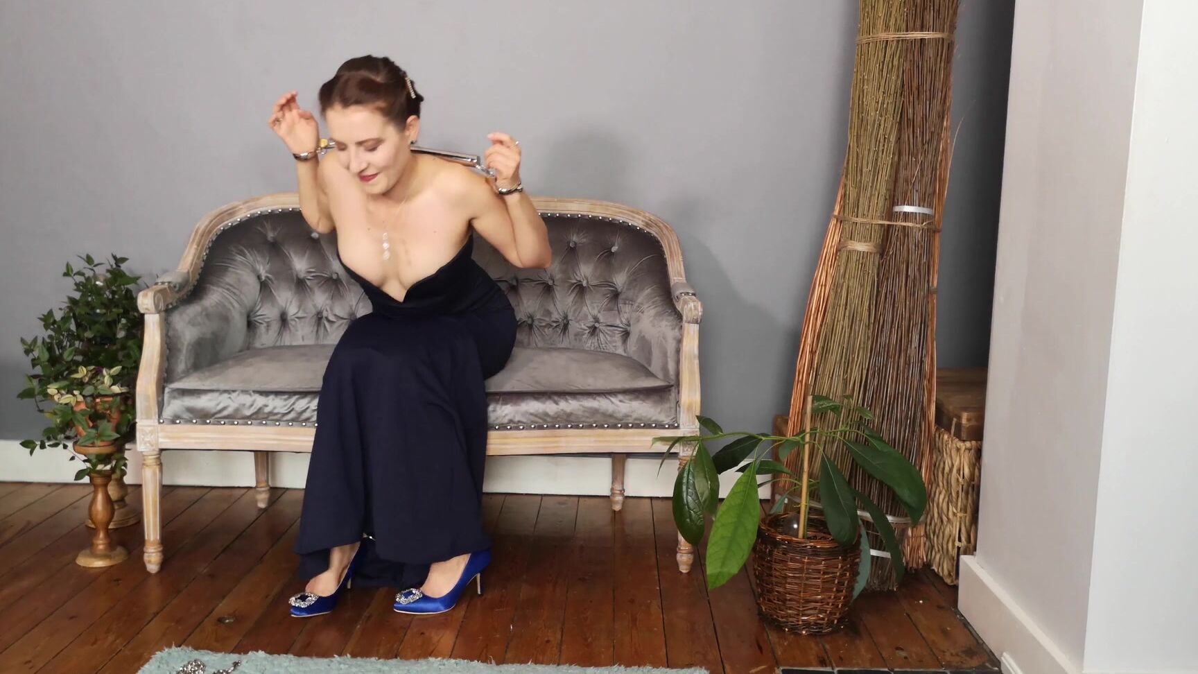 Petite British princess ScarlotRose tries on metal bondage & gets punished with bondage