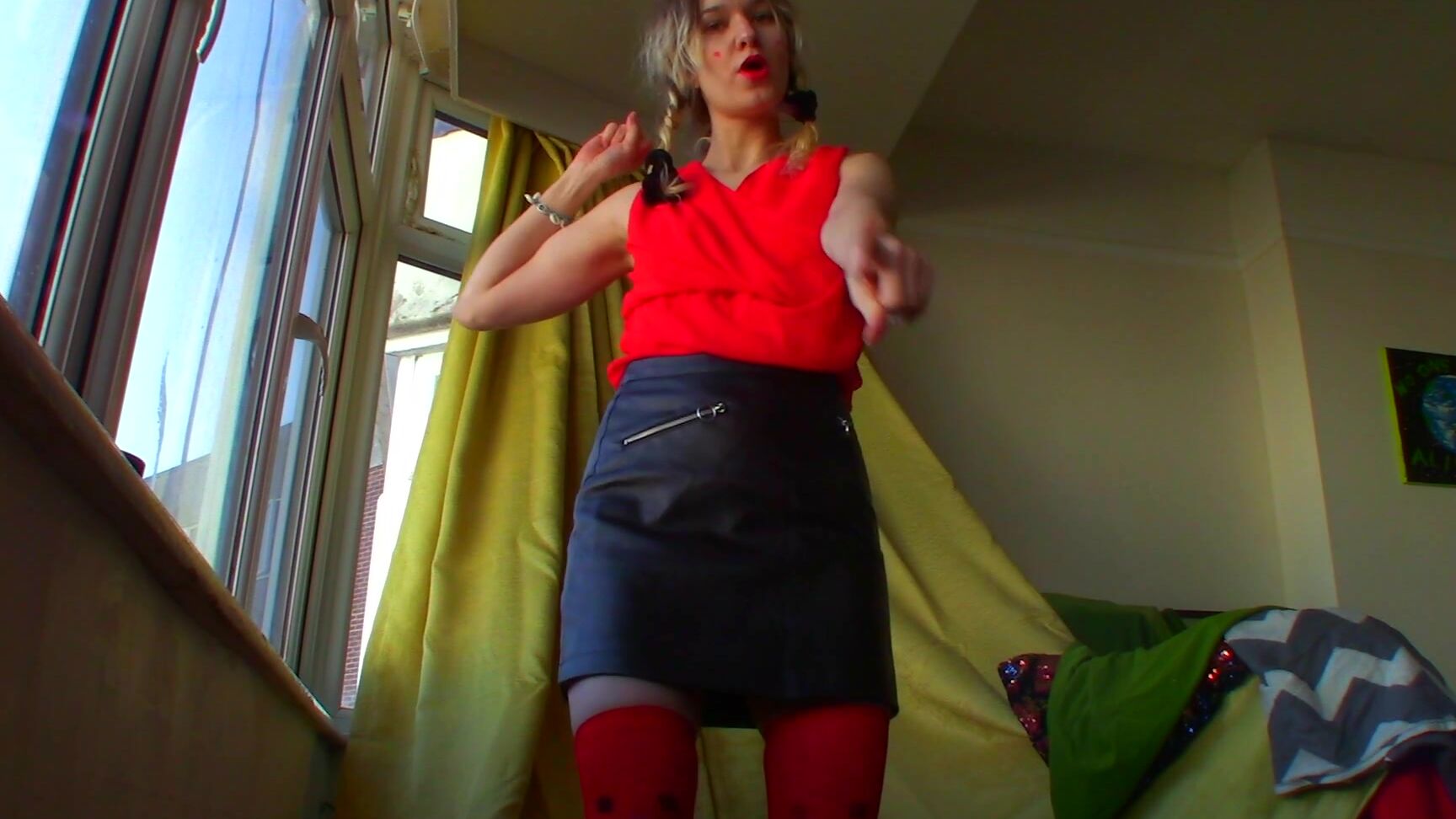 "Goddess Vanessa" embarrassed naked female, embarrassment, fantasy wrestling, kicking, pov fighting RED PUNCH And KICK Fight ENF Manyvids