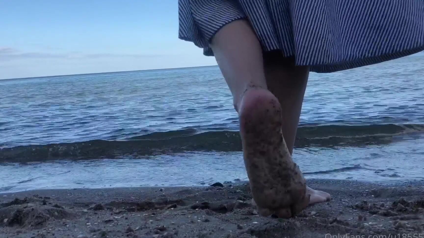 Watch kathrynne Feetgoddess walk on the beach in Onlyfans Video