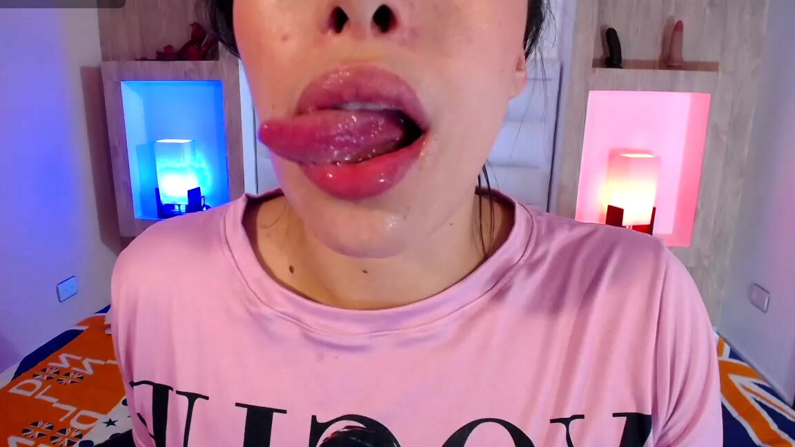 "Melted_Chocolate" 18and19yrsold, amateur, orgasms, sloppy, tonguefetish Deep Throat Dildo Devouring with Tongue Action Manyvids