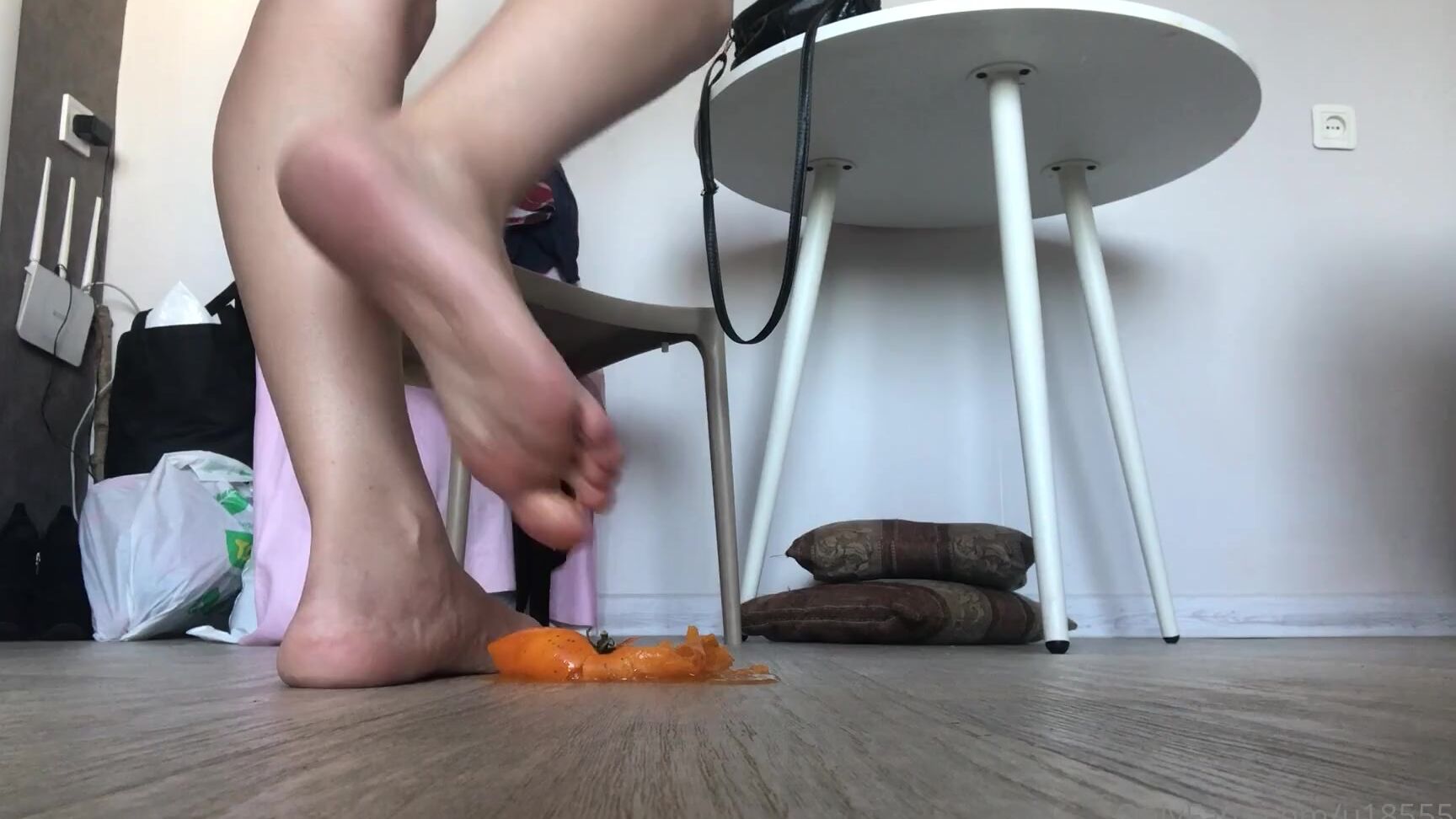 Watch kathrynne Feetgoddess dominate with her feet in Onlyfans Video Crush Yellow Tomato Barefeet