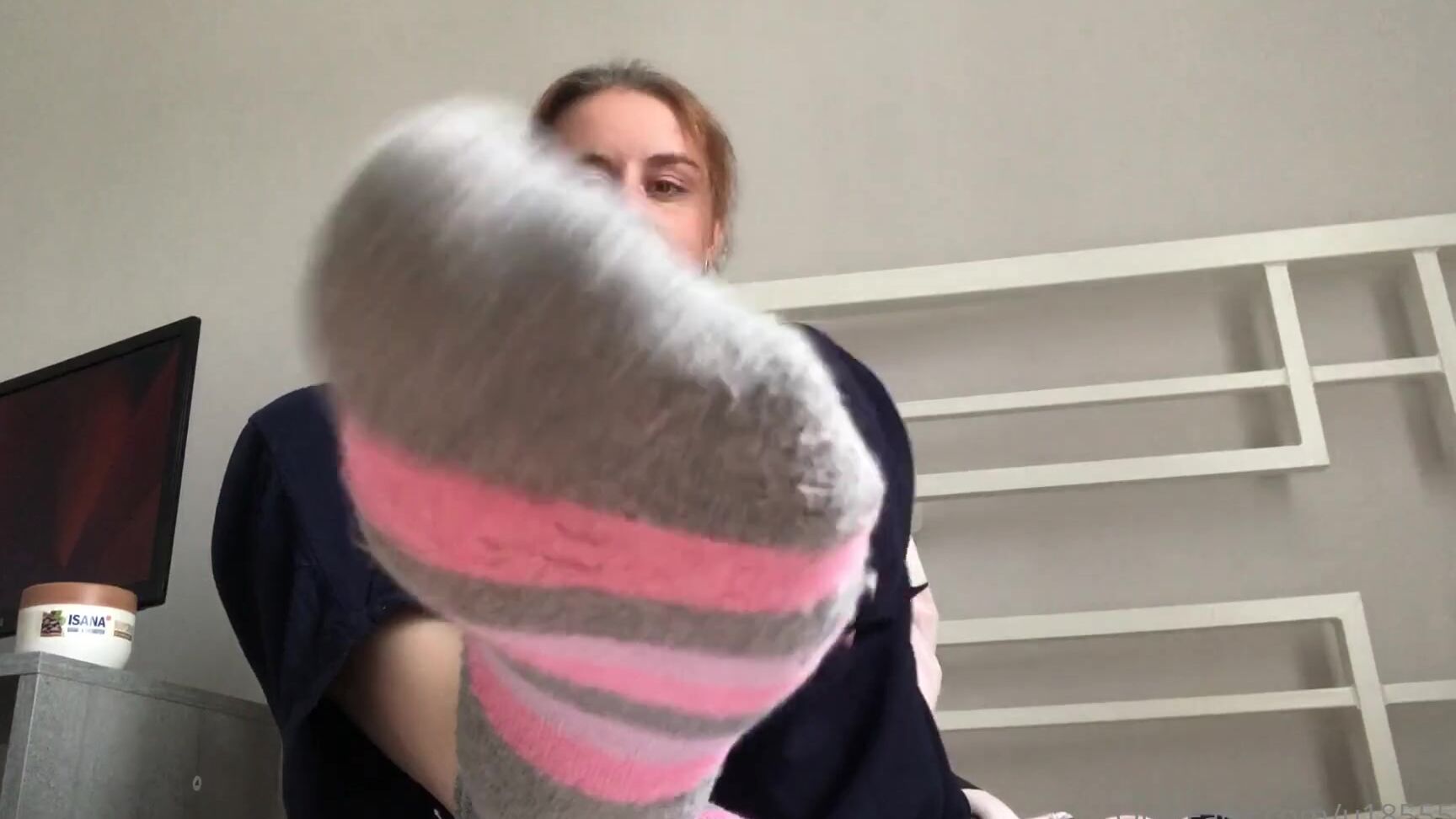 Mistress Kathrynne Teases You In Socks & Feet While Showing You Onlyfans Video