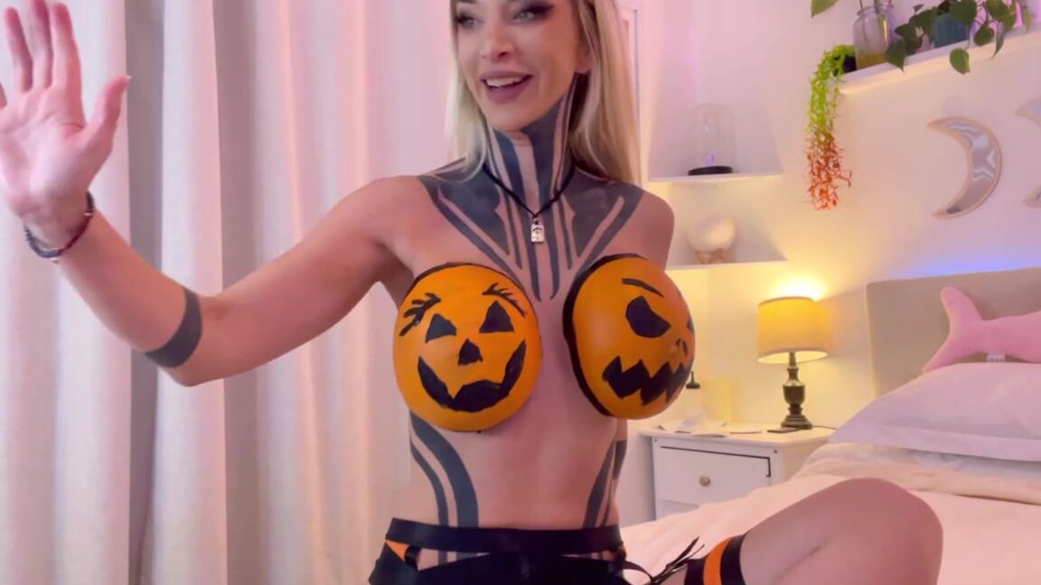 Katopunk Matt Paints My Big Tits in a Halloween Art Exhibition