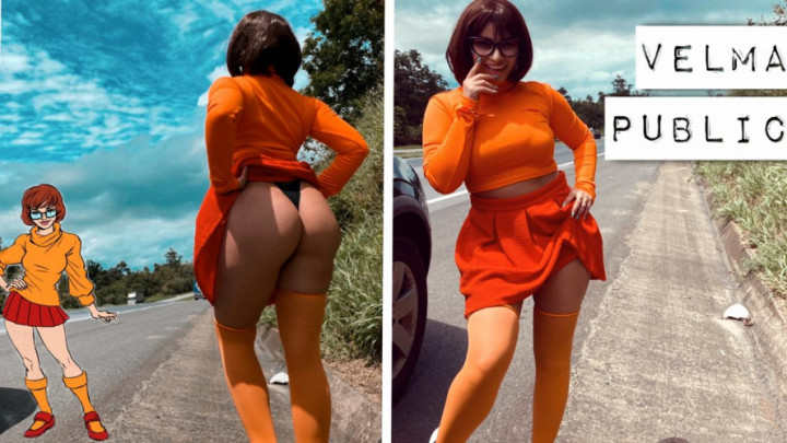 Poster for Manyvids Star - Emanuelly Raquel - Naughty Velma Tease Cum In Car Public - February 12, 2020 - Public Flashing, Public Nudity, Cosplay (Эмануэли Ракель Косплей)